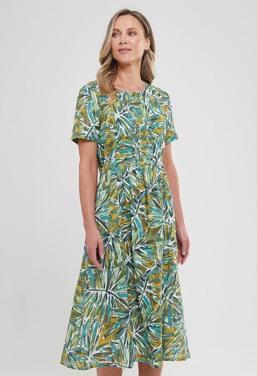 Clothing Adini  | Palm House Connie Dress Green Mix